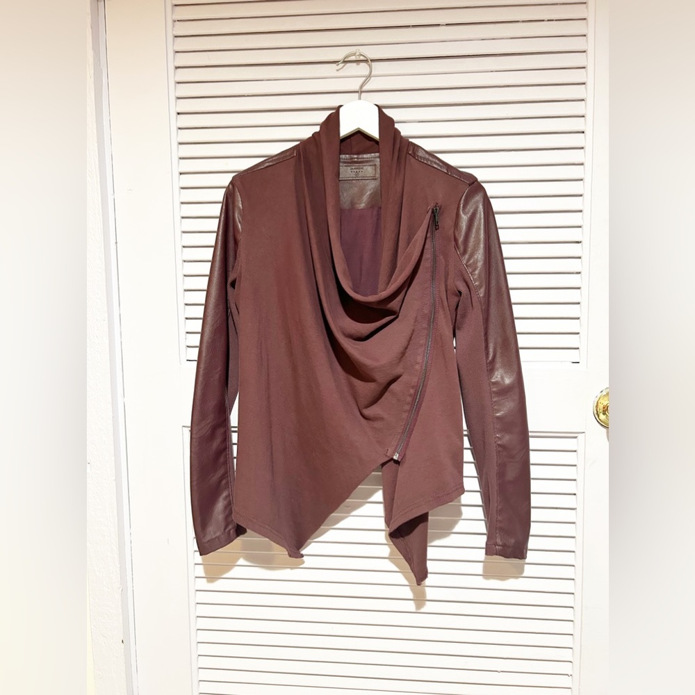 BLANKNYC  Maroon Asymmetrical Zip Moto Jacket Sz Small